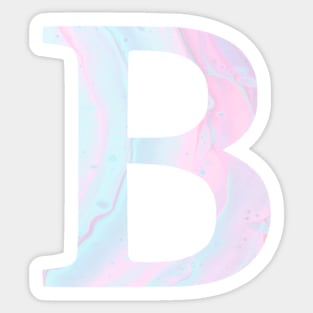 The Letter B Pink and Blue Marble Design Sticker